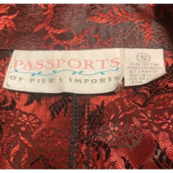 Women's Passports of Pier 1 Vintage Dressy Topper Jacket Red Brocade Small Sexy - Picture 6 of 7